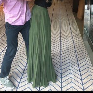 Hunter Green Pleated Maxi Skirt